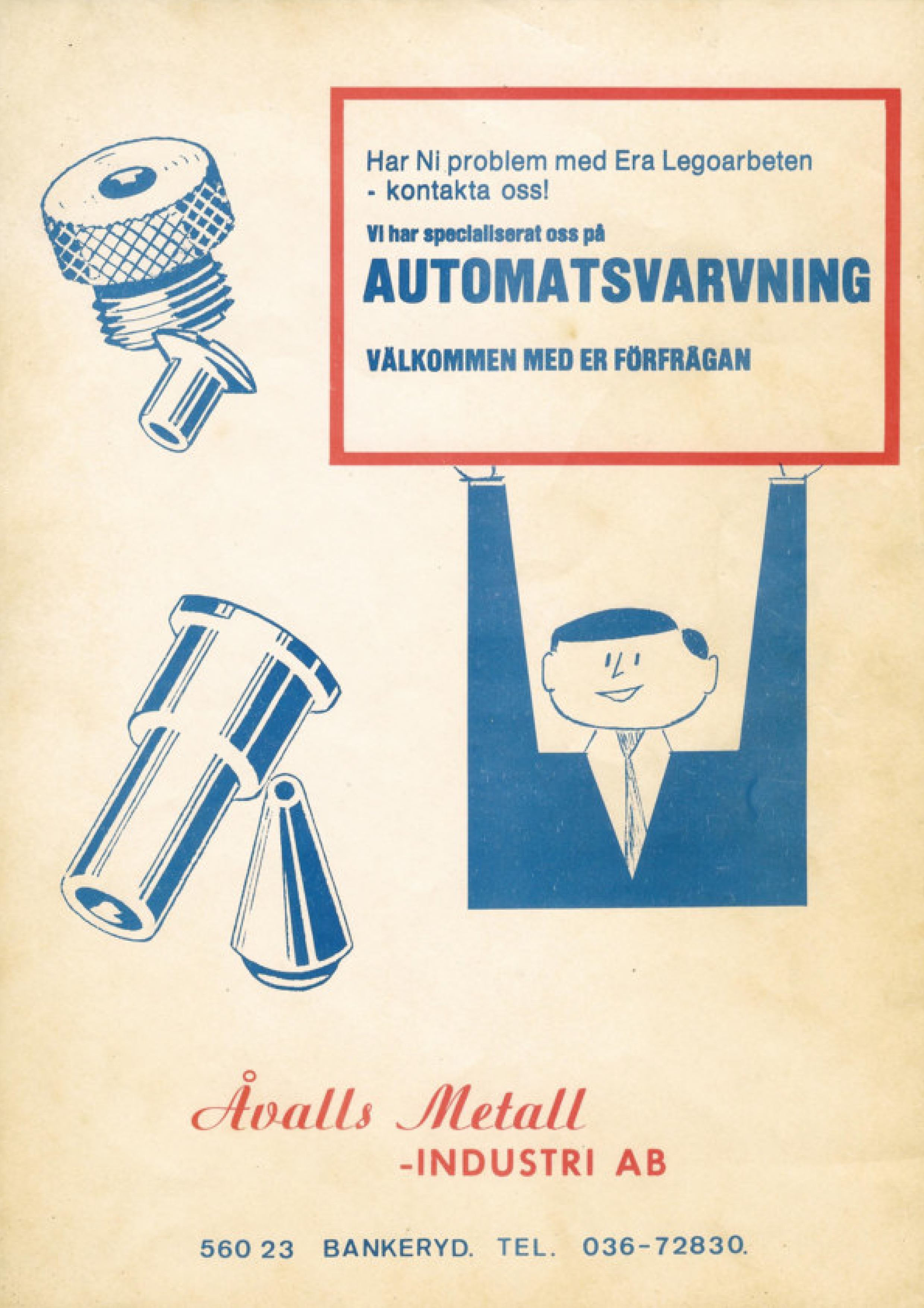 Gammal reklamannons för Åvalls Metallindustri AB